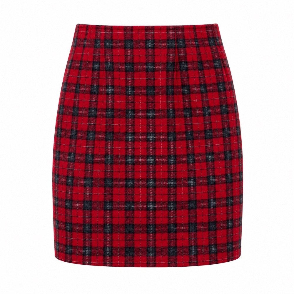 Savannah Plaid Wool Blend Pencil Skirt womens 4 Knee Length retro
academia red